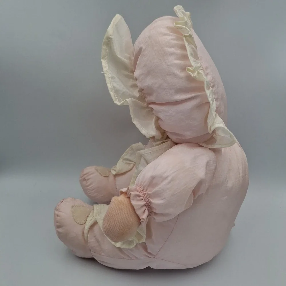 Nylon Dandee Soft VTG Expressions My First Baby Doll Rattle Plush Toy Light Pink
